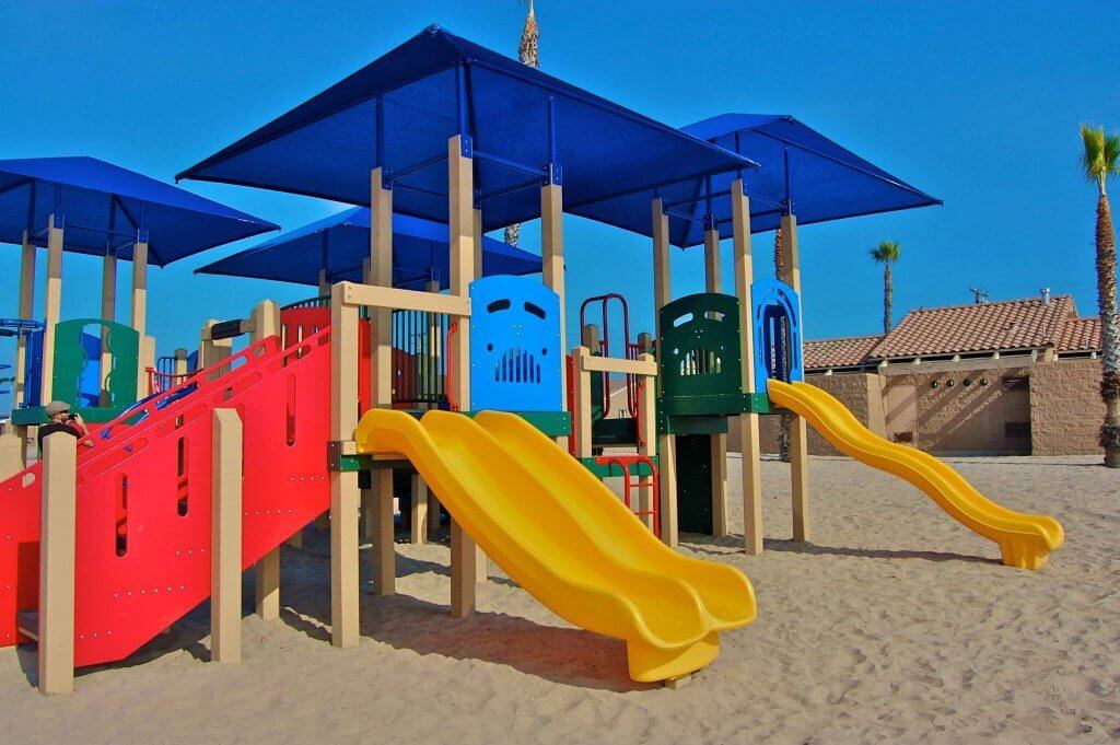 wave plastic and wood playground